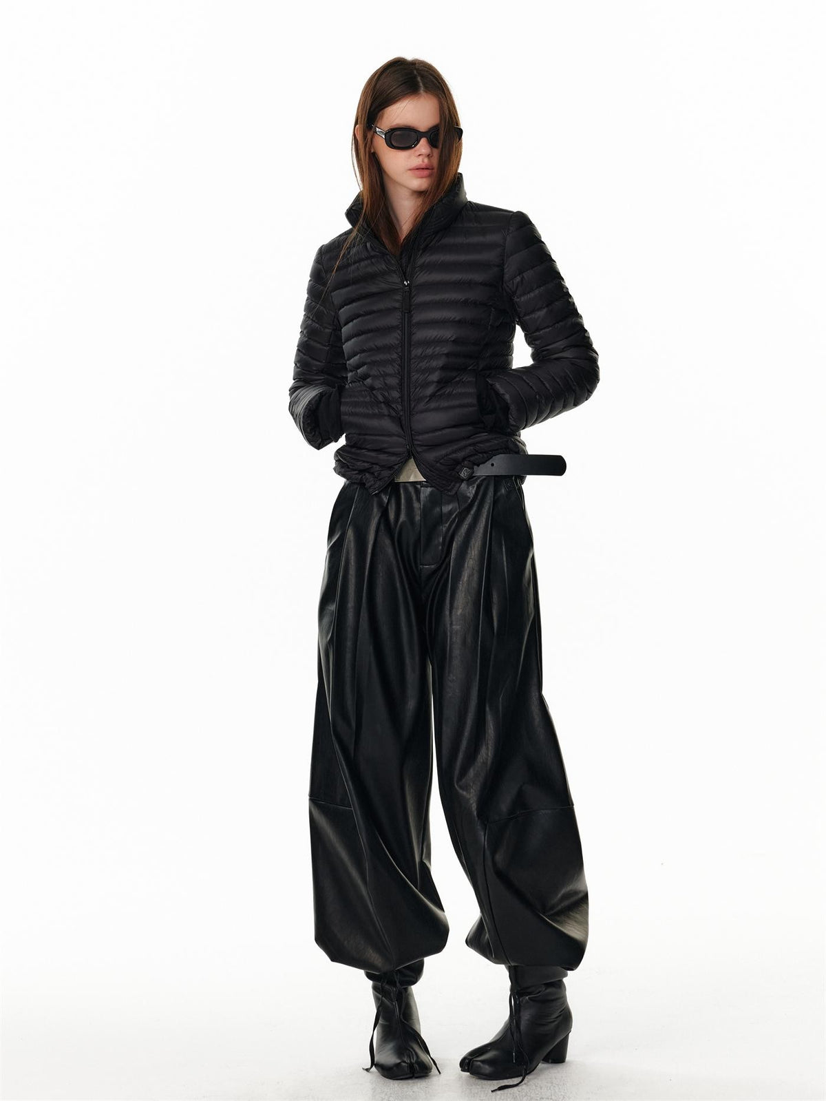 ALINNV Detachable Hood Quilted Cropped 90 White Duck Down Women&