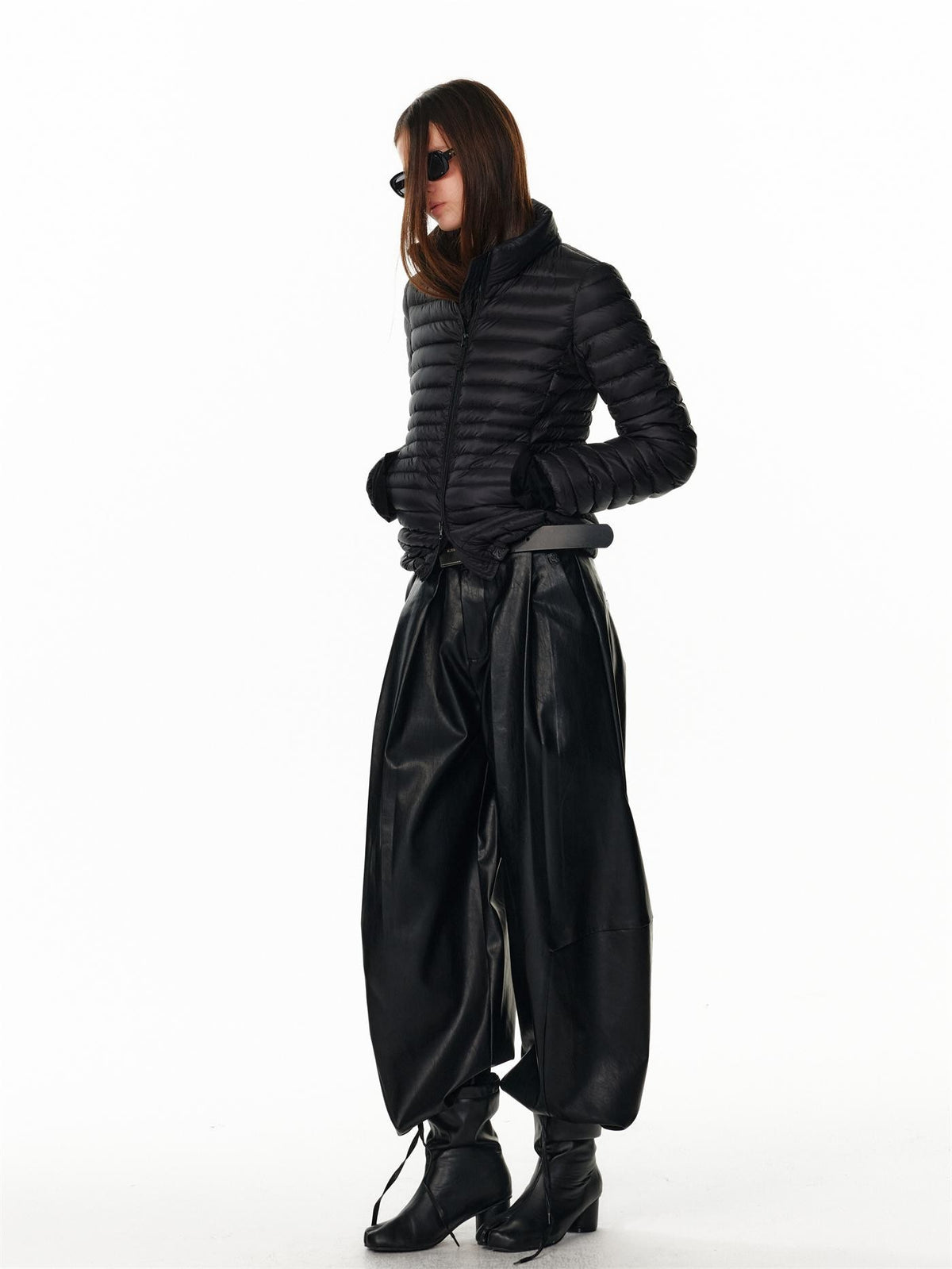 ALINNV Detachable Hood Quilted Cropped 90 White Duck Down Women&