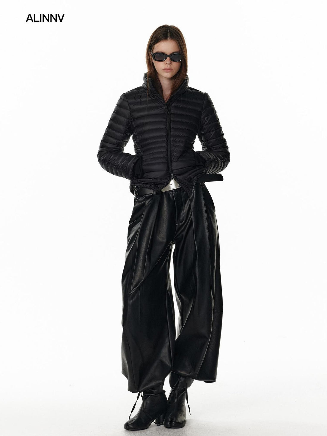 ALINNV Detachable Hood Quilted Cropped 90 White Duck Down Women&