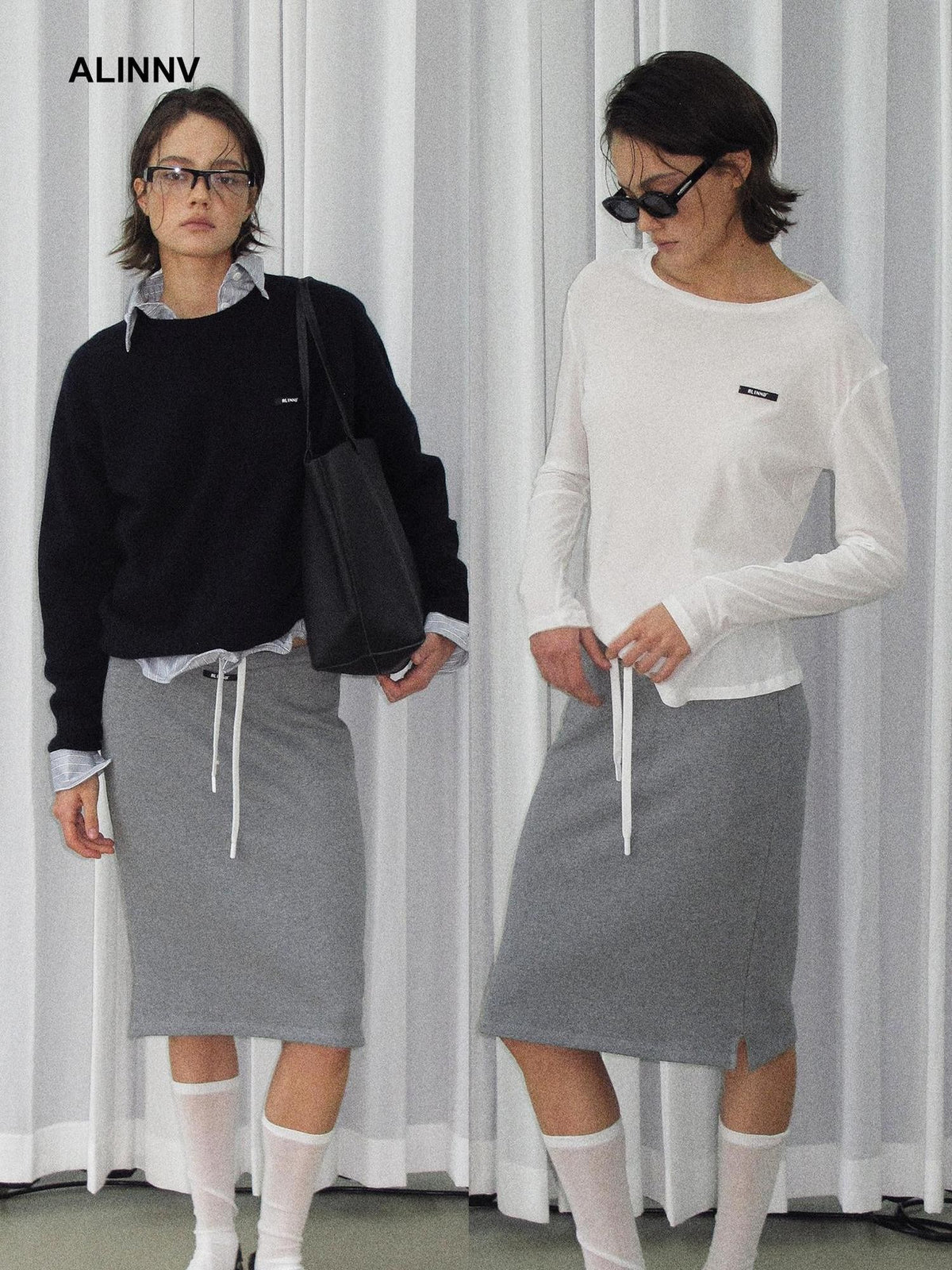 ALINNV Drawstring Straight Hem Cotton Women&