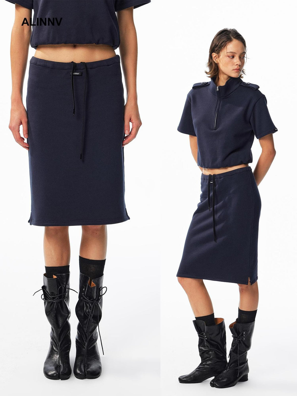 ALINNV Drawstring Straight Hem Cotton Women&