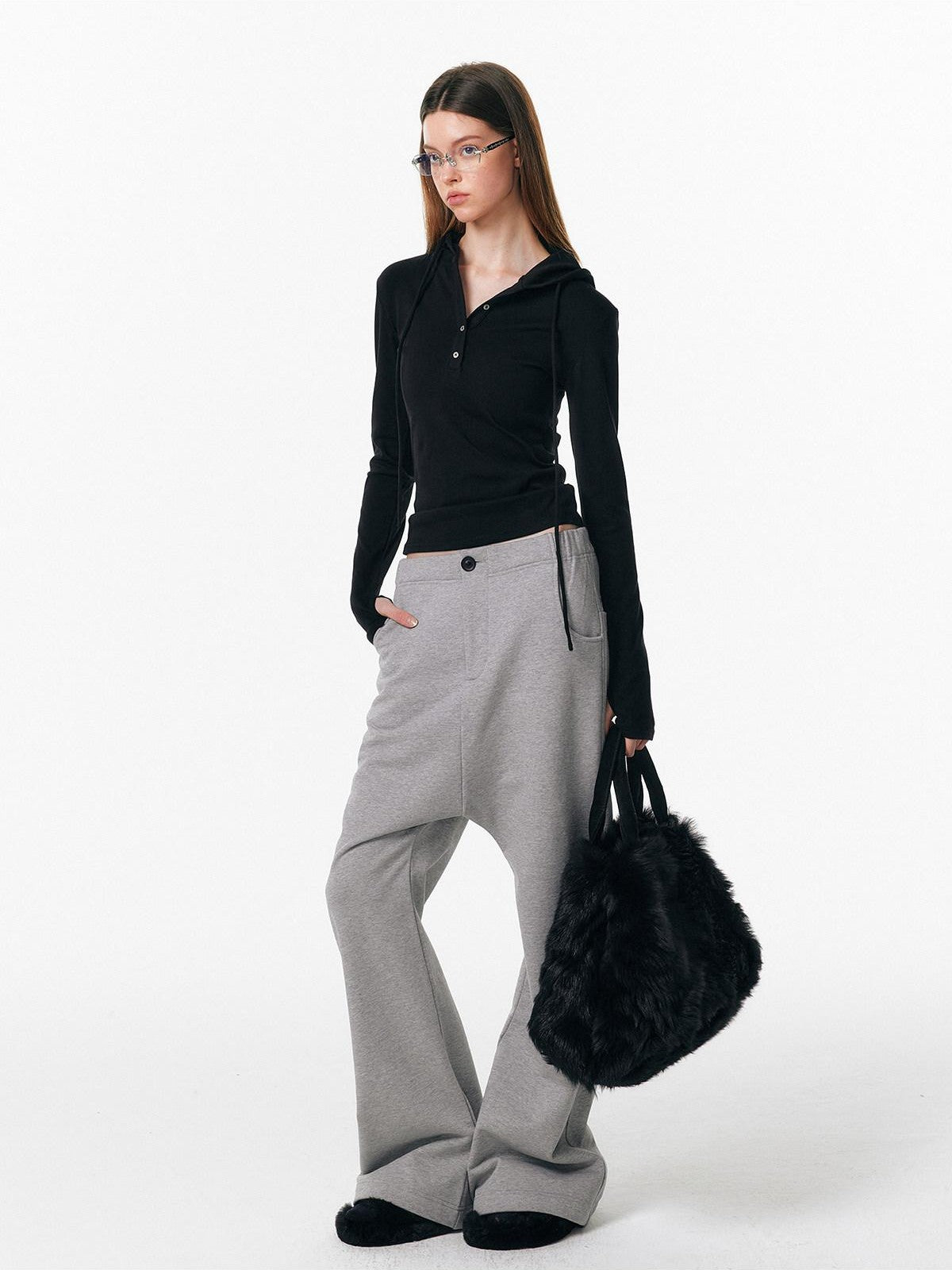 ALINNV Drop Crotch Loose Semi Elastic Waist Women&