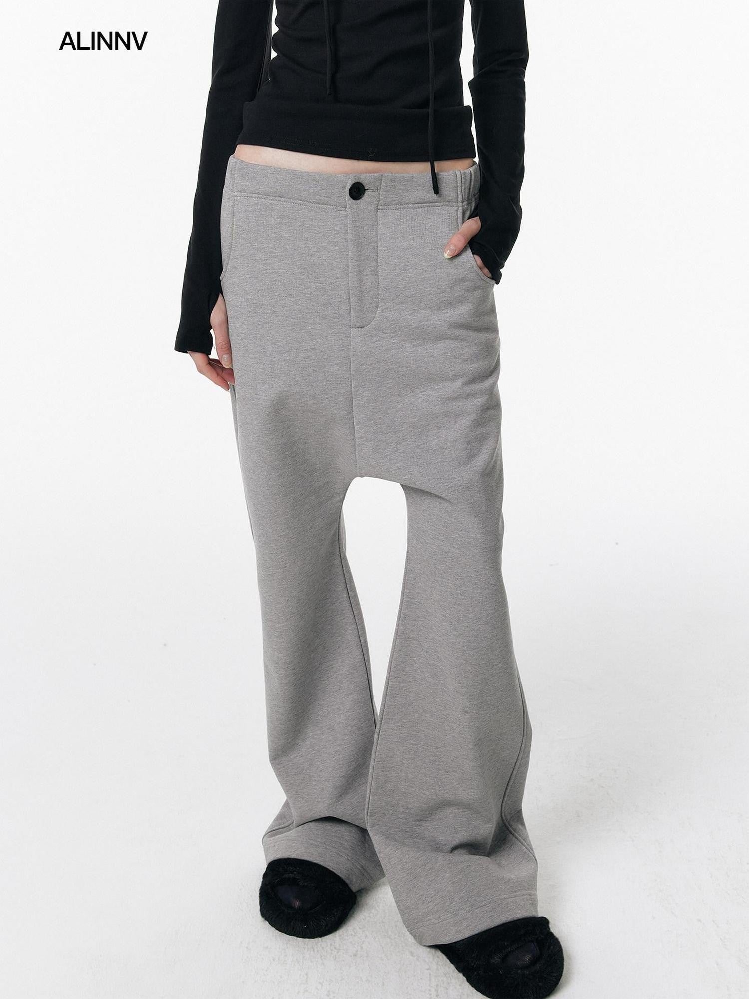 ALINNV Drop Crotch Loose Semi Elastic Waist Women&