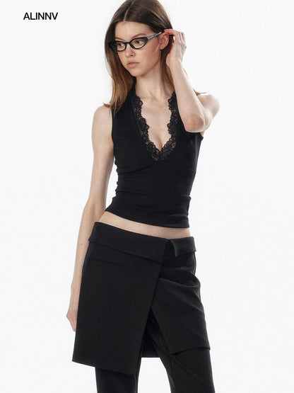 ALINNV Faux Two Piece Skort Slimming Hip Cover Women&