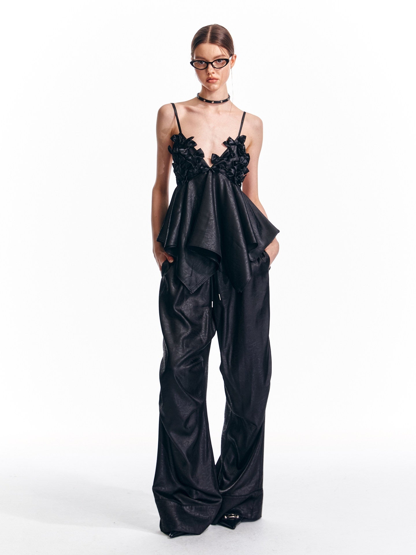 ALINNV_Flared_Hem_Bow_V-neck_Loose_Original_Design_Women&