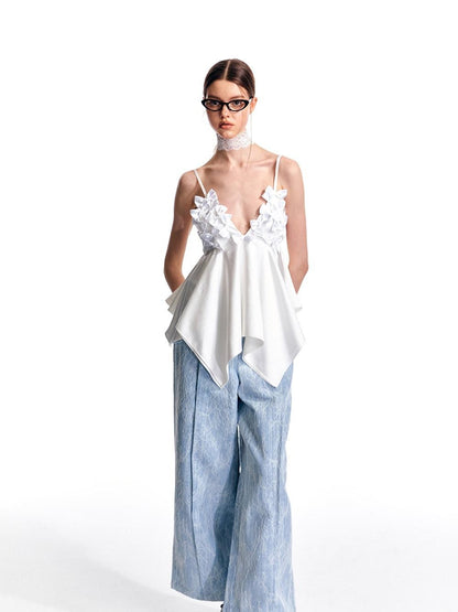 ALINNV Flared Hem Bow V-neck Loose Original Design Women&