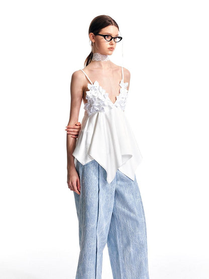 ALINNV Flared Hem Bow V-neck Loose Original Design Women&