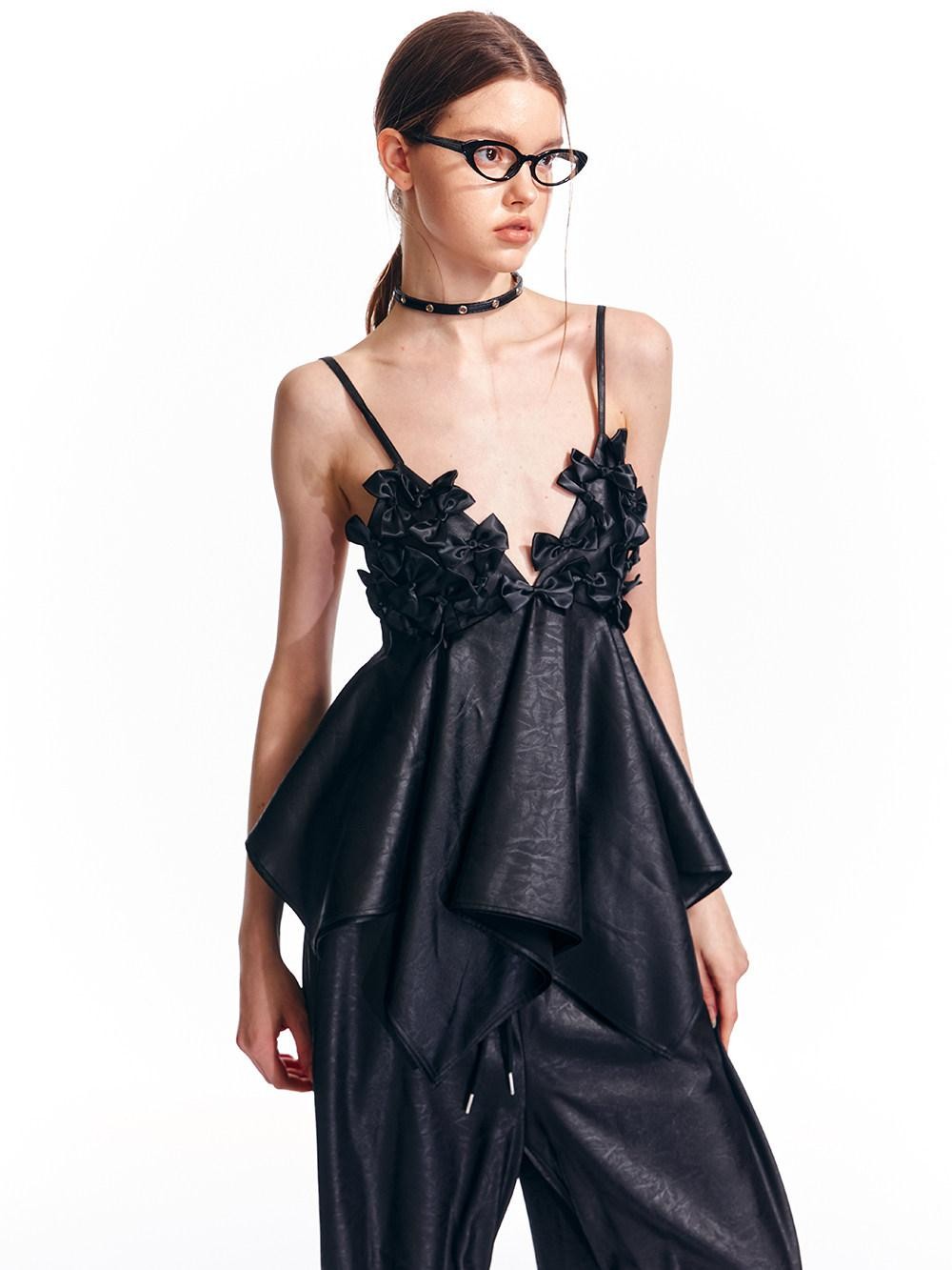 ALINNV Flared Hem Bow V-neck Loose Original Design Women&