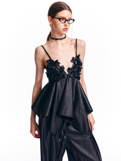 ALINNV Flared Hem Bow V-neck Loose Original Design Women&