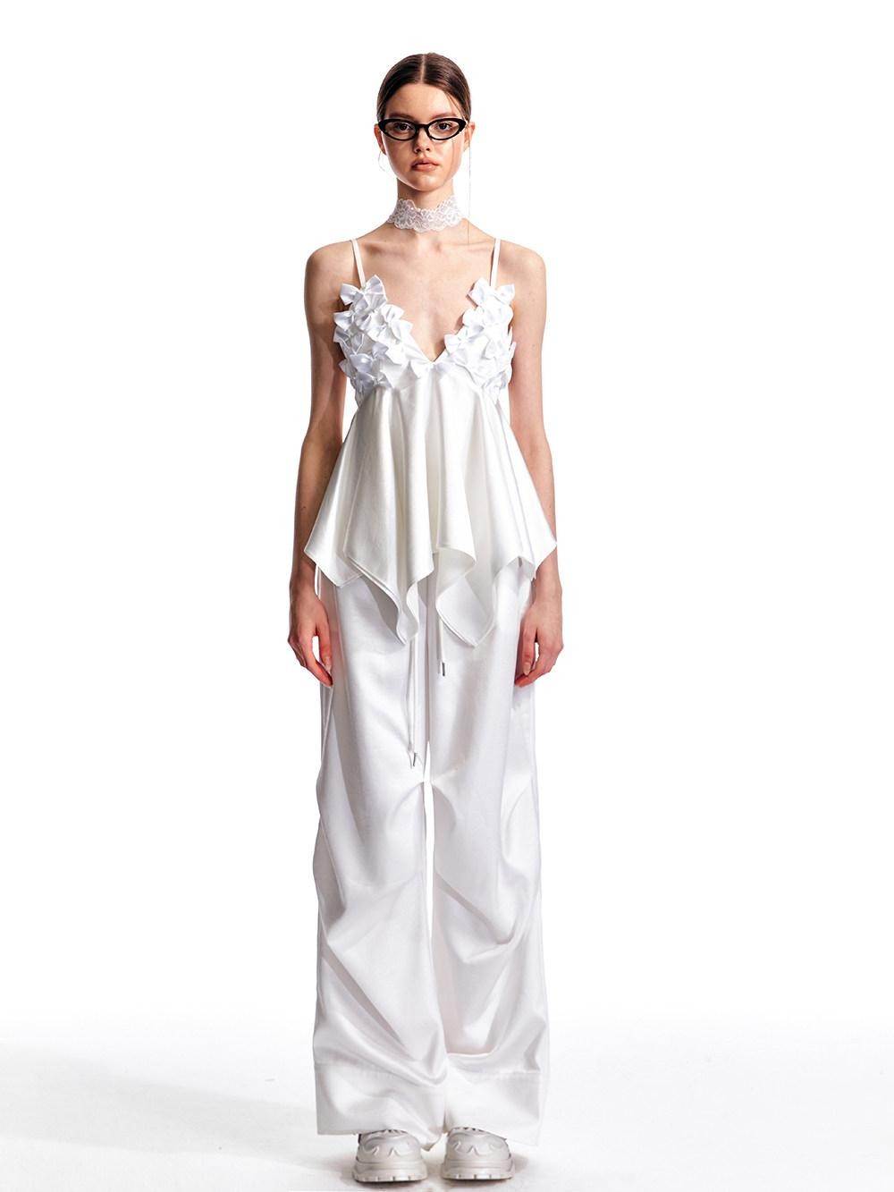 ALINNV Flared Hem Bow V-neck Loose Original Design Women&