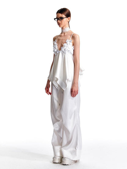 ALINNV Flared Hem Bow V-neck Loose Original Design Women&