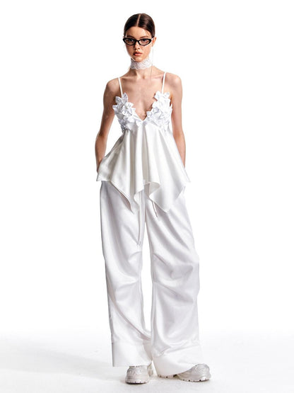 ALINNV Flared Hem Bow V-neck Loose Original Design Women&