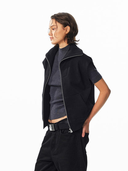 ALINNV Fleece Lined Fly Sleeve Stand Collar Zip Up Loose Women&