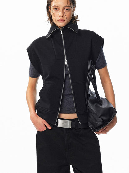 ALINNV Fleece Lined Fly Sleeve Stand Collar Zip Up Loose Women&
