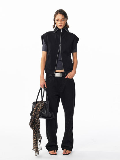 ALINNV Fleece Lined Fly Sleeve Stand Collar Zip Up Loose Women&