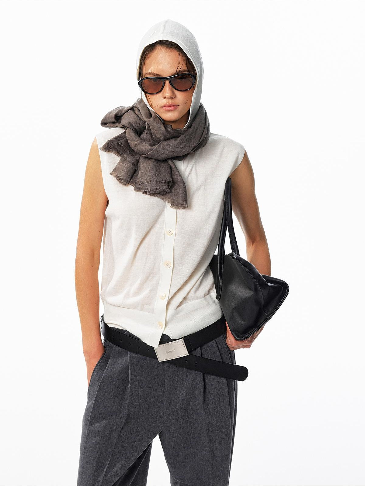 ALINNV Hooded Button Front Wool Blend Women&