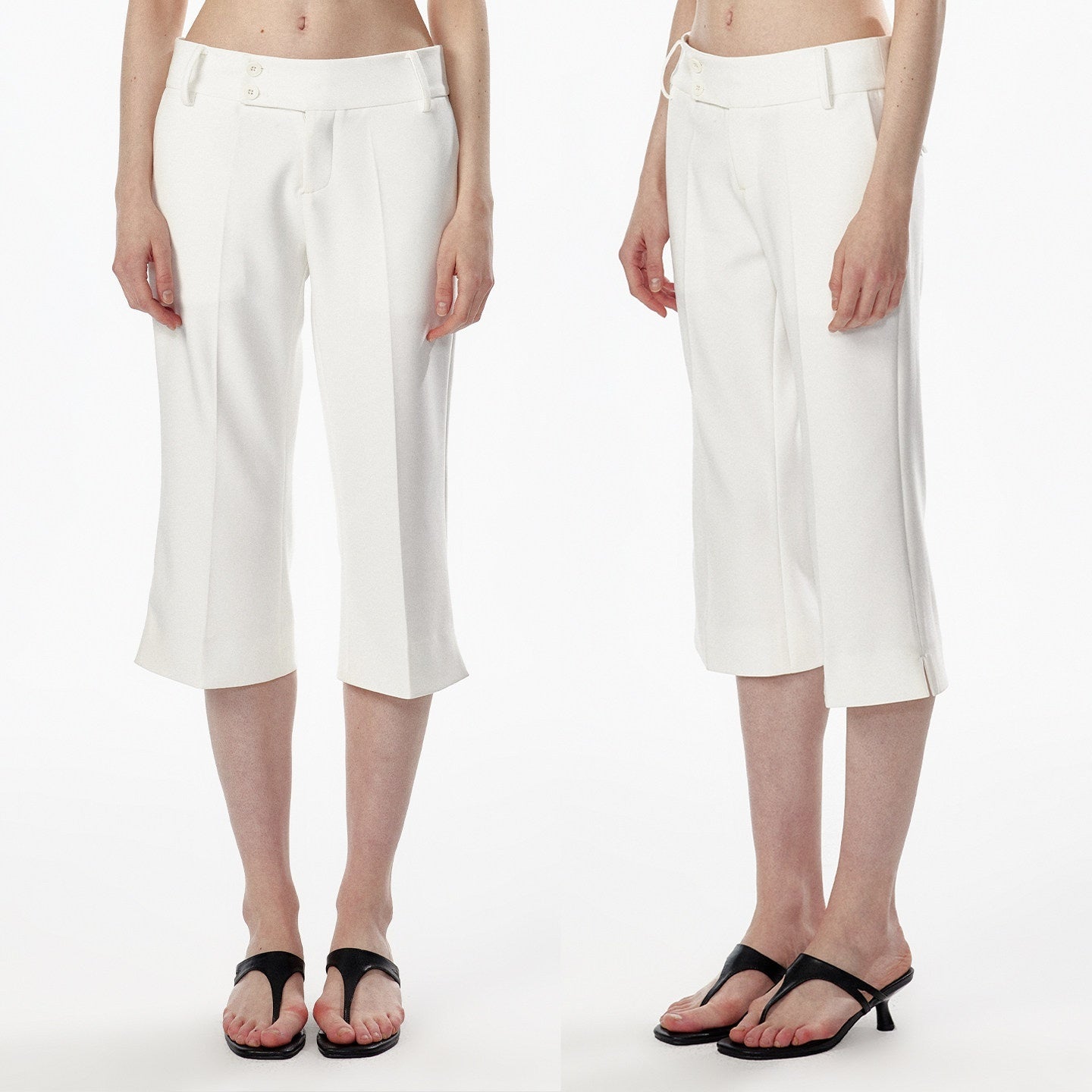 ALINNV_Ivory_Button_Trim_Low_Waist_Slim_Straight_Hem_Slit_Women&