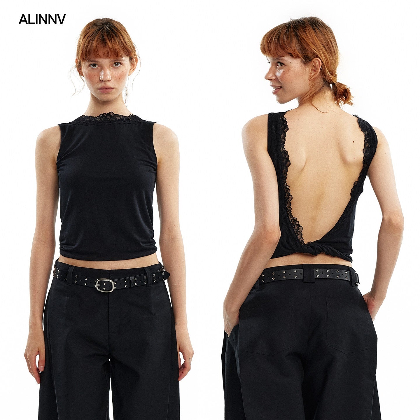 ALINNV_Lace_Knot_Open_Back_H_Line_Button_Short_Women&