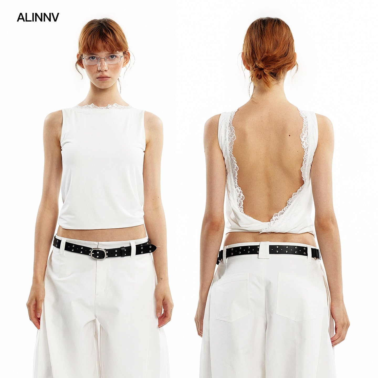 ALINNV_Lace_Knot_Open_Back_H_Line_Button_Short_Women&
