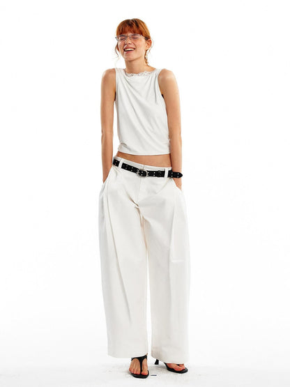 ALINNV Lace Knot Open Back H Line Button Short Women&