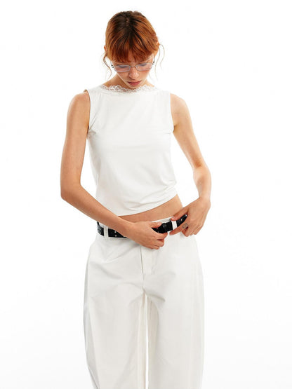 ALINNV Lace Knot Open Back H Line Button Short Women&
