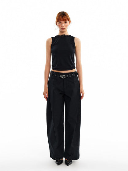 ALINNV Lace Knot Open Back H Line Button Short Women&
