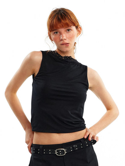ALINNV Lace Knot Open Back H Line Button Short Women&