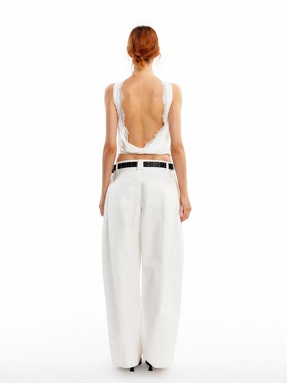 ALINNV Lace Knot Open Back H Line Button Short Women&