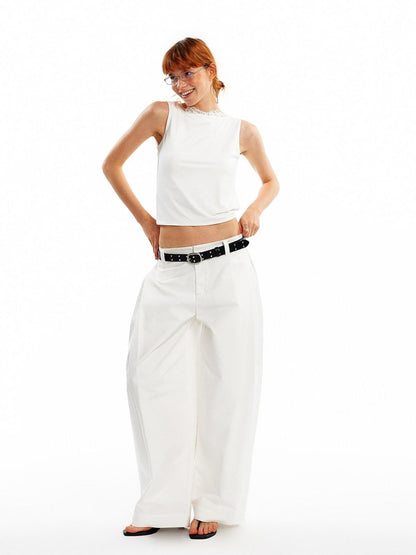 ALINNV Lace Knot Open Back H Line Button Short Women&