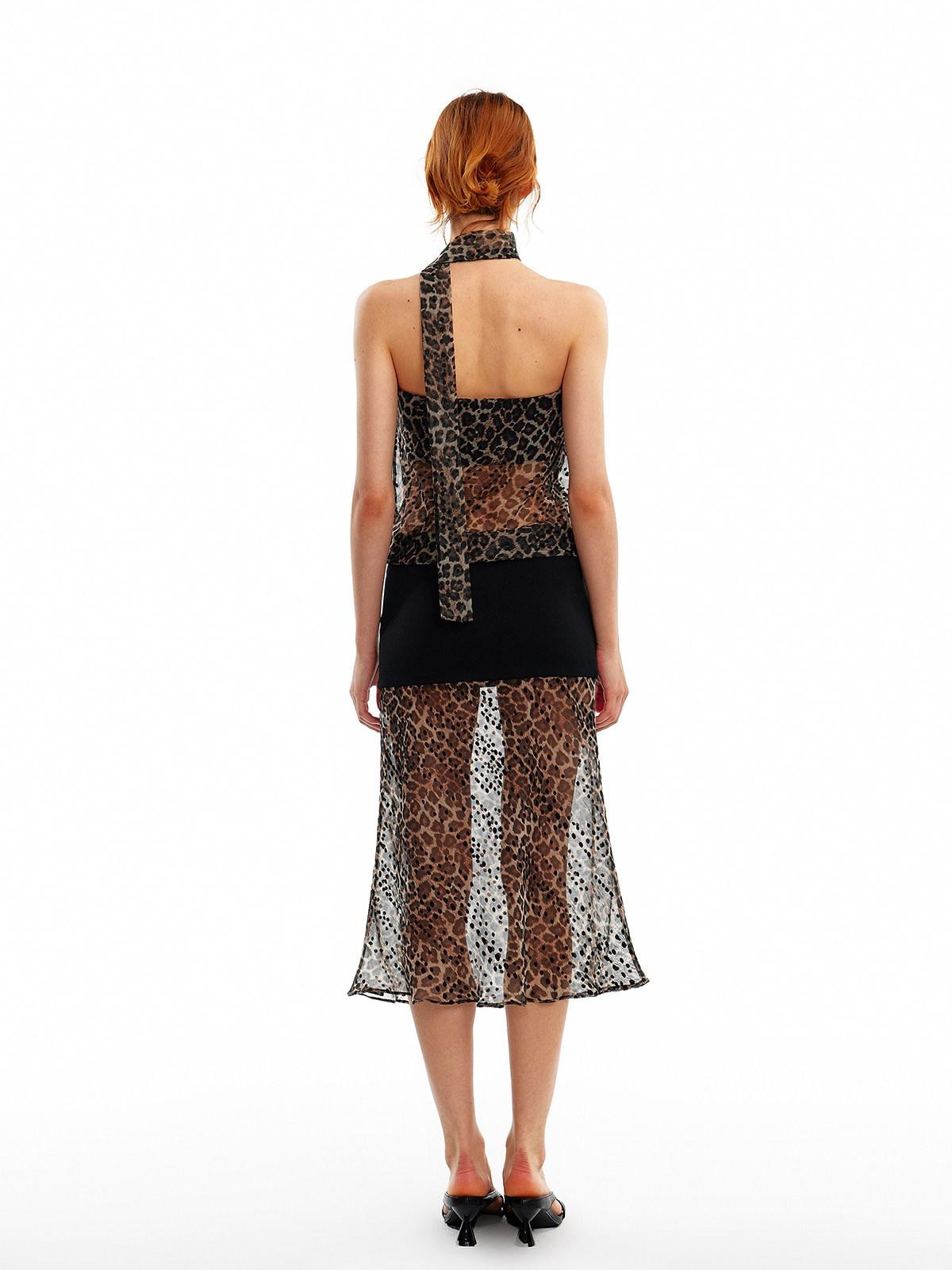 ALINNV Leopard Print Bias Cut Vintage Strapless Women&