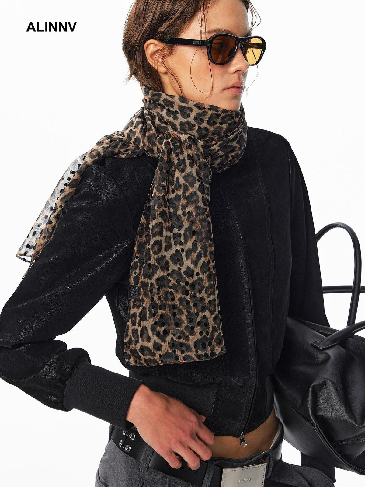 ALINNV Leopard Print Retro Rectangle Women&