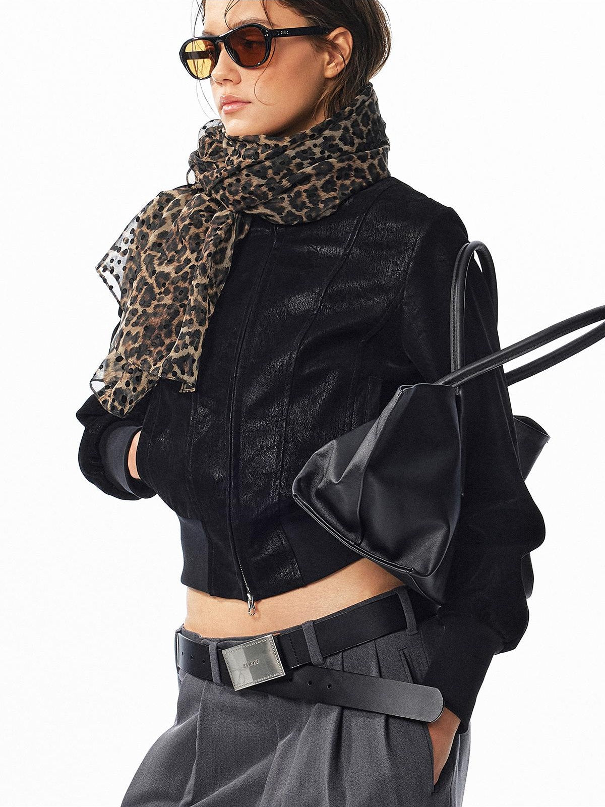 ALINNV Leopard Print Retro Rectangle Women&