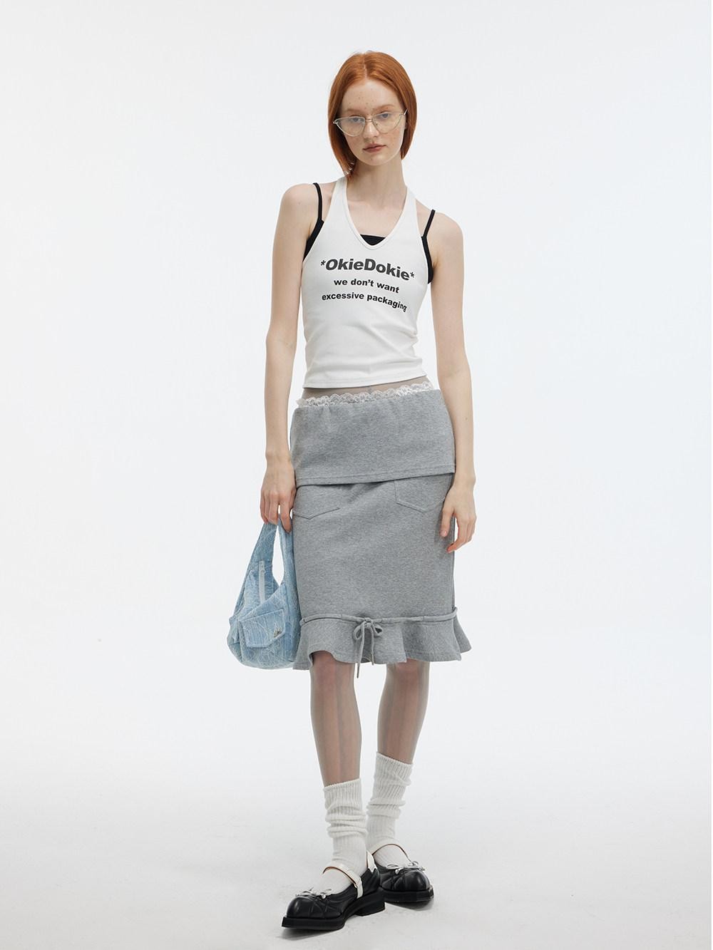 ALINNV Letter Print Halter Neck Cropped Slim Fit Women&