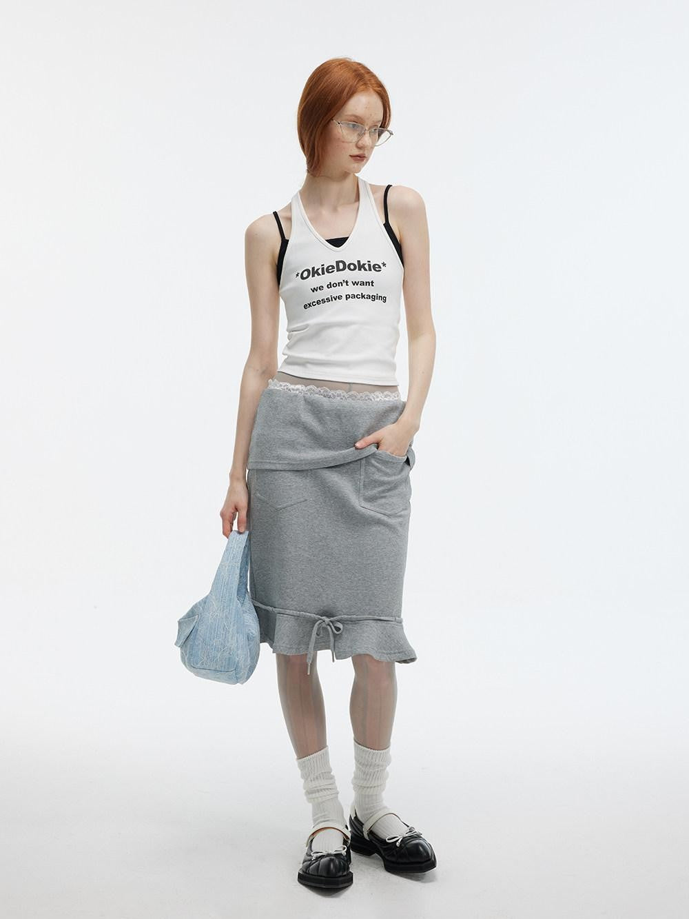 ALINNV Letter Print Halter Neck Cropped Slim Fit Women&