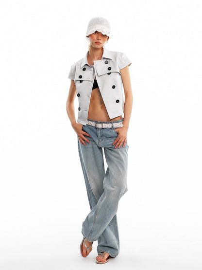 ALINNV Light Wash Distressed Breathable Low Rise Women&