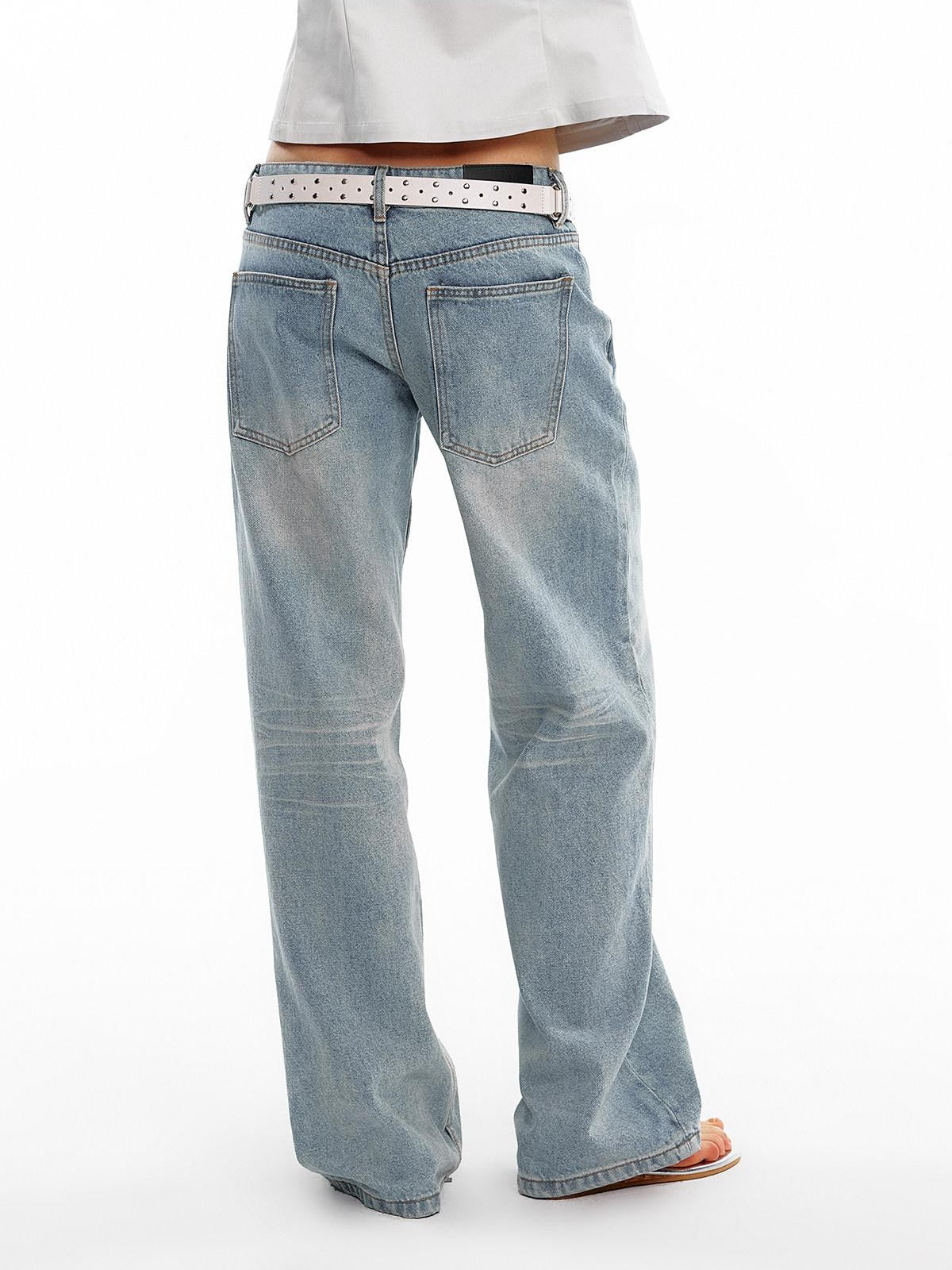 ALINNV Light Wash Distressed Breathable Low Rise Women&