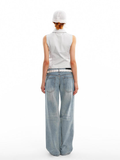 ALINNV Light Wash Distressed Breathable Low Rise Women&