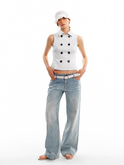 ALINNV Light Wash Distressed Breathable Low Rise Women&