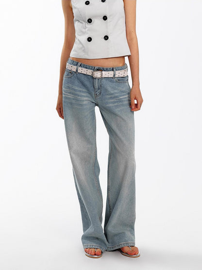 ALINNV Light Wash Distressed Breathable Low Rise Women&
