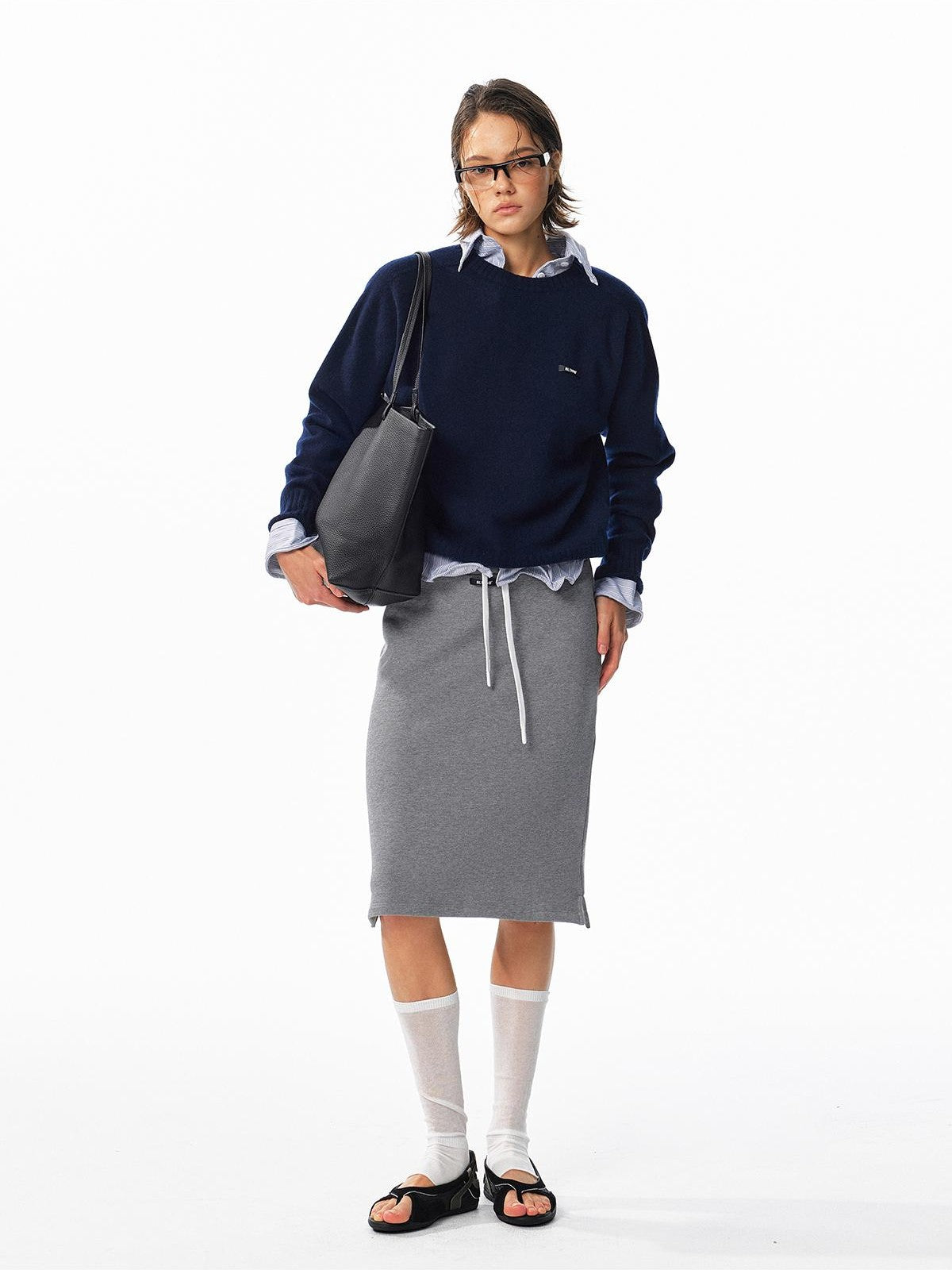 ALINNV Loose Fit Crew Neck Long Sleeve 100% Wool Women&