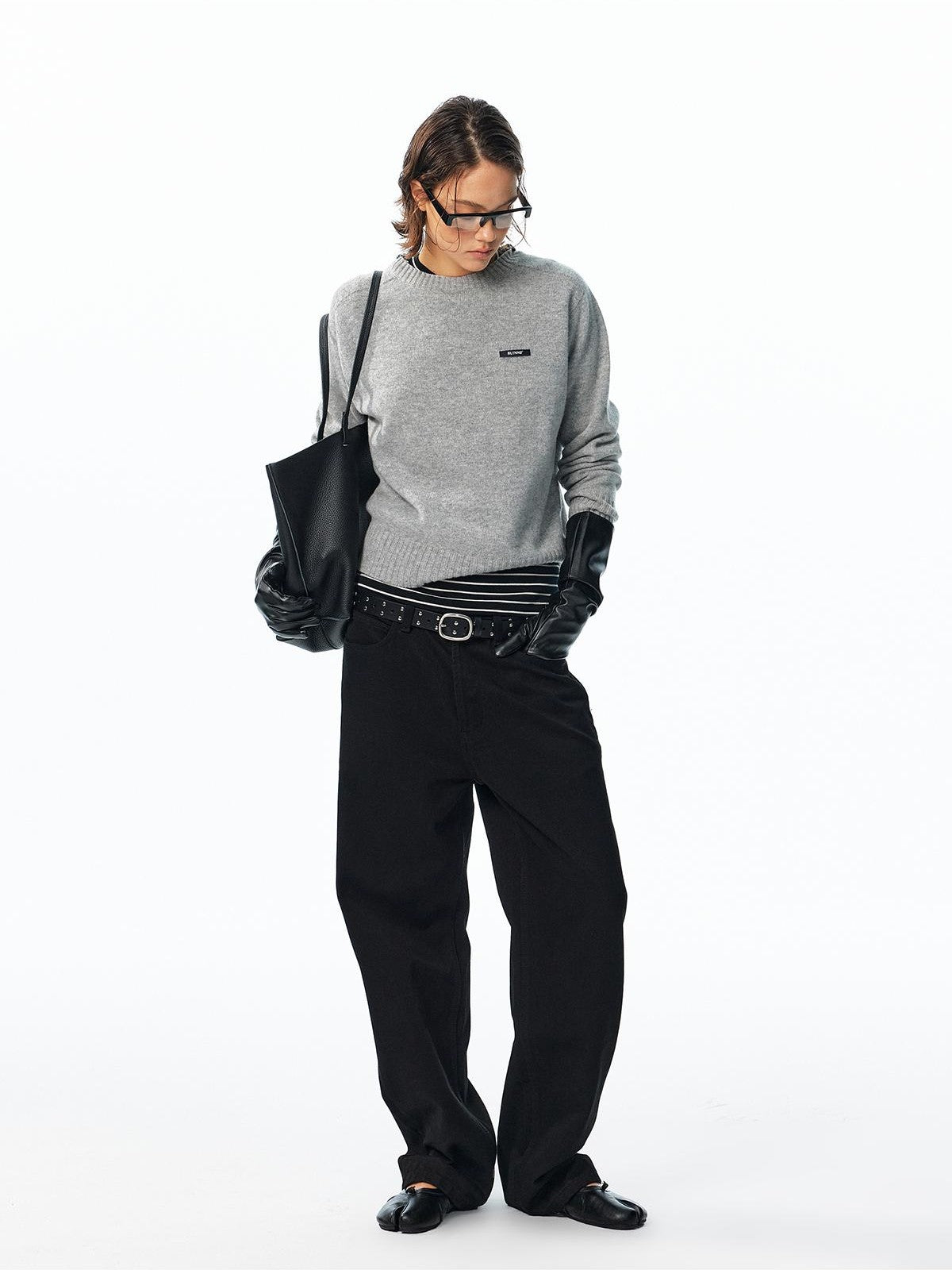 ALINNV Loose Fit Crew Neck Long Sleeve 100% Wool Women&