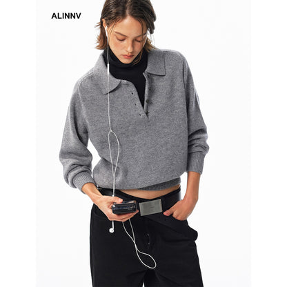 ALINNV_Loose_Henley_Pure_Wool_Long_Sleeve_Button_Placket_Women&
