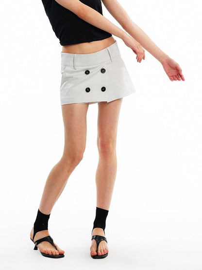 ALINNV Oat Gray Double Row Buttons H Line Low Waist Women&