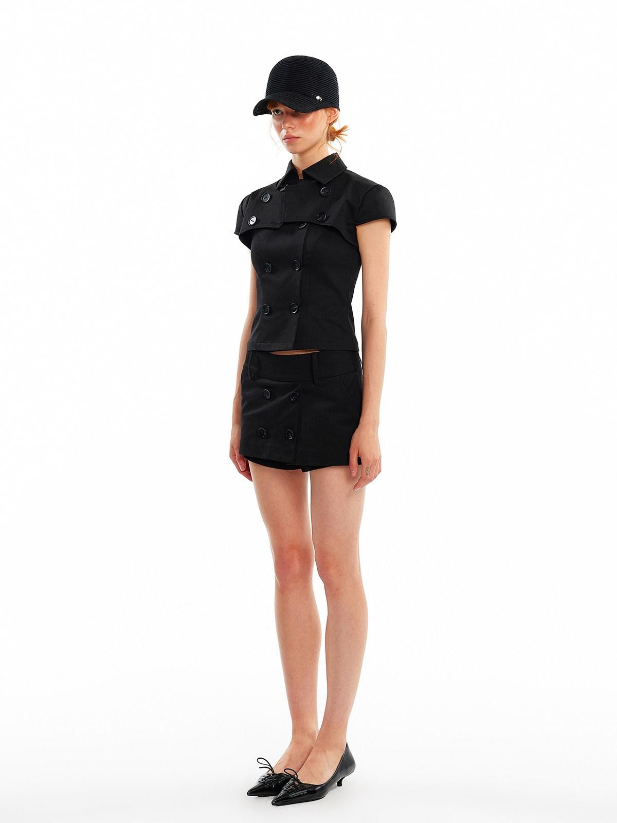 ALINNV Oat Gray Double Row Buttons H Line Low Waist Women&