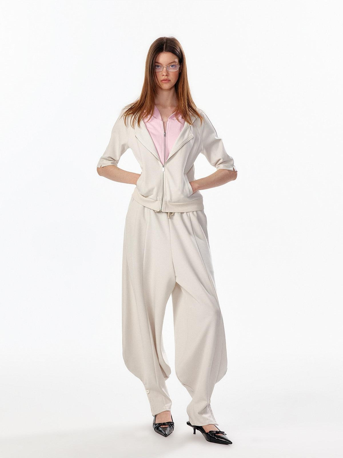 ALINNV Oatmeal Gray Structured Cut Wide Split Hem Women&