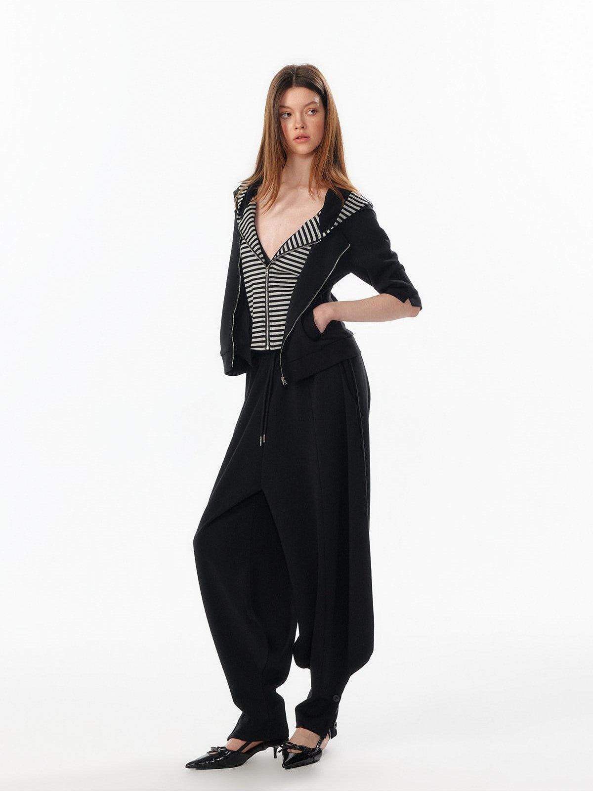 ALINNV Oatmeal Gray Structured Cut Wide Split Hem Women&
