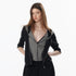 ALINNV Oatmeal Grey Faux Two Piece Zip Hooded Women&