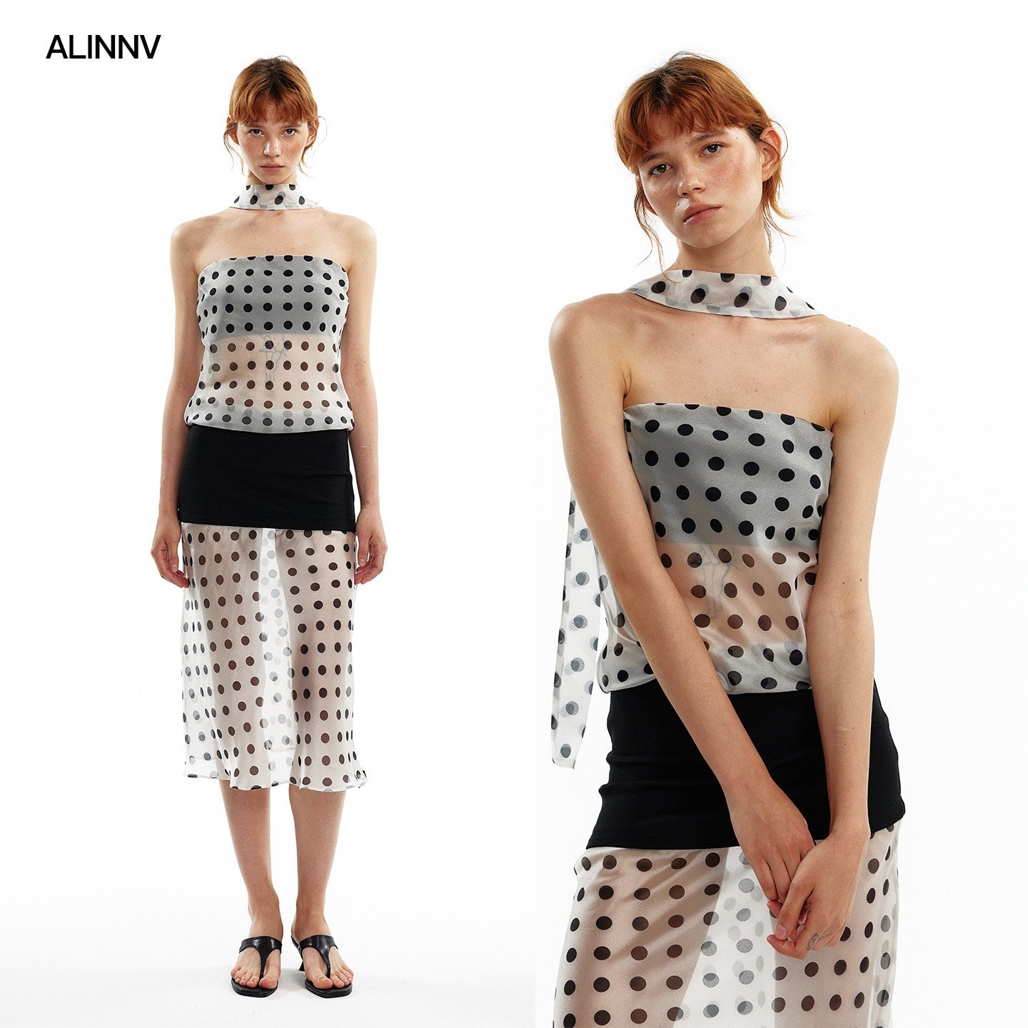 ALINNV_Pink_Polka_Dot_Asymmetrical_Strapless_A_Line_Women&