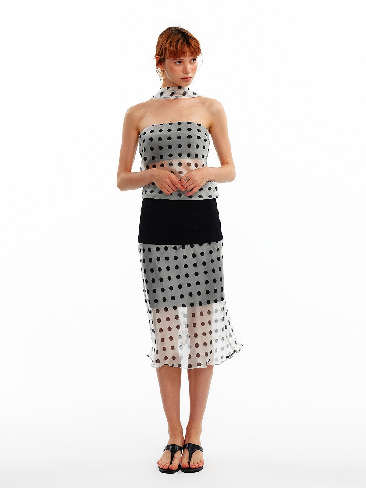 ALINNV Pink Polka Dot Asymmetrical Strapless A Line Women&