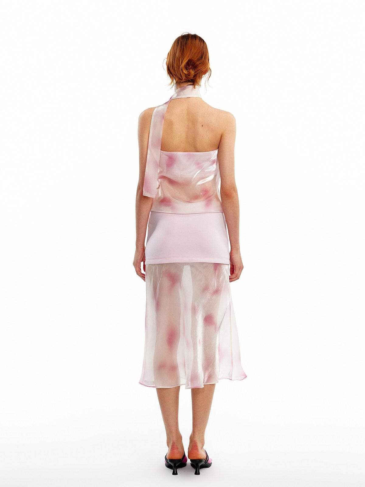 ALINNV Pink Polka Dot Asymmetrical Strapless A Line Women&